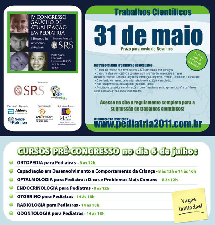 O Dr. Sizinio irá proferir o Curso de Ortopedia para Pediatras no pré-congresso.