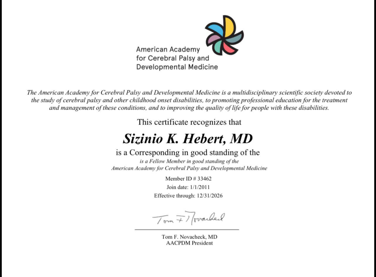 Diploma American Academy for Cerebral Palsy and Development Medicine